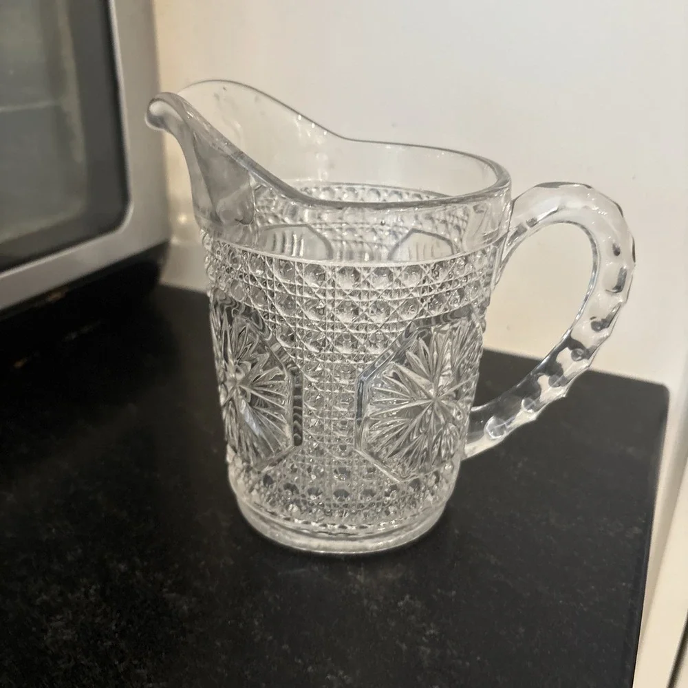 EAPG Imperial Glass Clear Amelia (Star Medallion) Imperial Glass Milk Pitcher